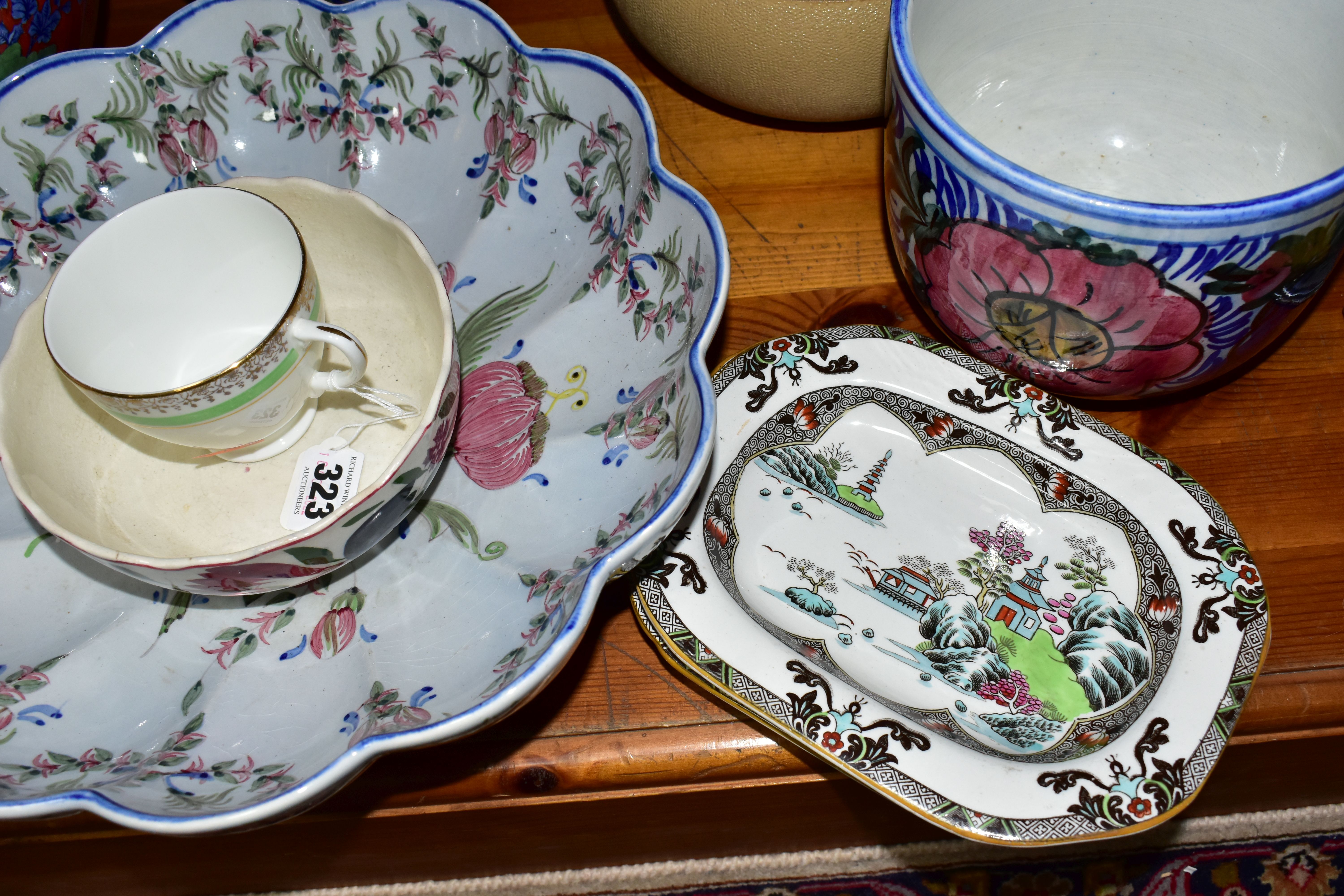 A GROUP OF CERAMICS, to include two Wedgwood & Co Lily pattern blue and white meat plates, - Image 2 of 6