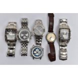 AN ASSORTMENT OF GENTS WRISTWATCHES, to include two matching 'Sekonda' quartz movement stainless