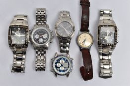 AN ASSORTMENT OF GENTS WRISTWATCHES, to include two matching 'Sekonda' quartz movement stainless