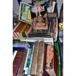 BOOKS & MAPS, four boxes containing over 100 miscellaneous book titles, mostly in hardback format to