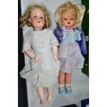 TWO DOLLS, comprising an Armand Marseille - Germany 390 -A 4 M doll, length 55cm, with blonde