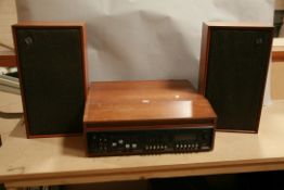 A VINTAGE DYNATRON SRX30C MUSIC CENTRE with a teak case, a Goldring Lenco GL78 Transcription