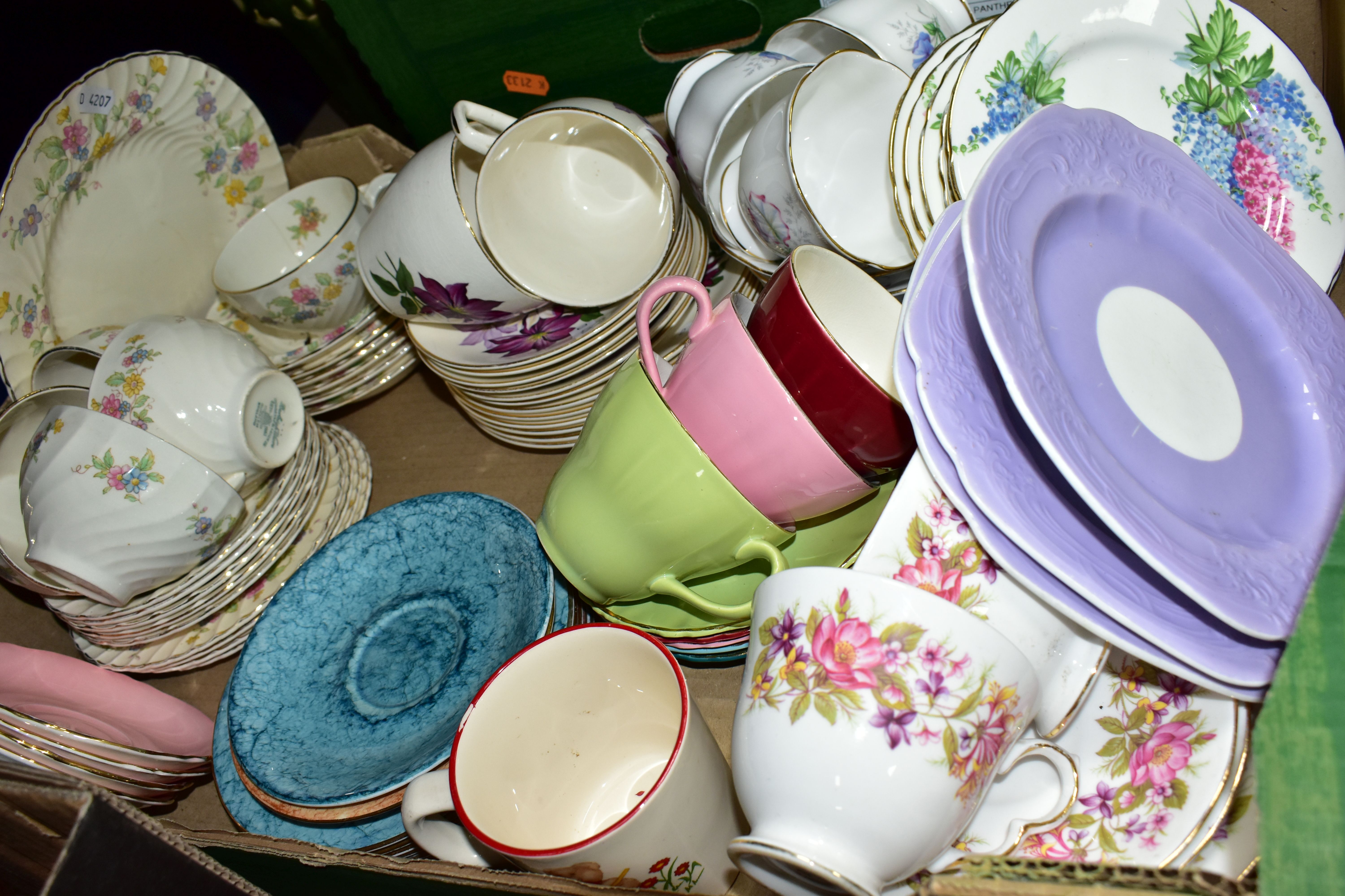 ONE BOX OF CHINA TEA WARES, to include six Aynsley lilac patterned tea plates, three Coalport ' - Image 2 of 3