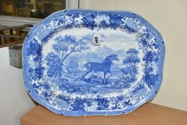A COPELAND SPODE AESOP'S FABLES SERIES MEAT PLATE, printed in 'The Horse and the Loaded Ass'
