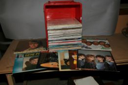 A TRAY CONTAINING EIGHTLY NEAR MINT CONDITION LPs including a signed Gene Pitney, a copy of Mrs