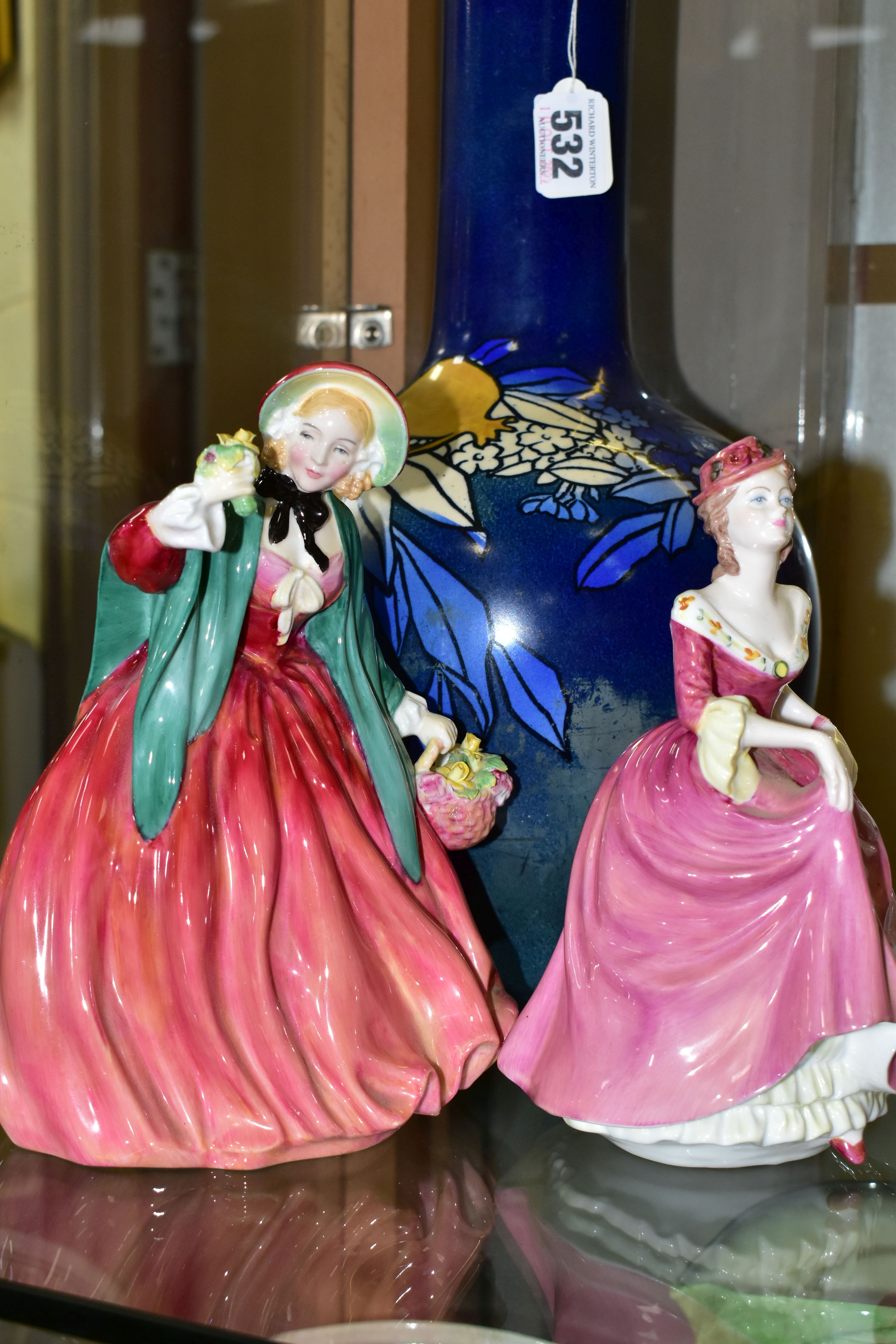 A ROYAL DOULTON VASE AND TWO ROYAL DOULTON AND COALPORT FIGURINES, comprising a Royal Doulton vase - Image 2 of 7