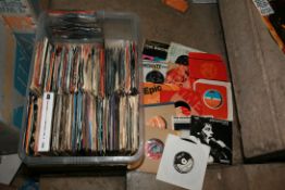 A TRAY CONTAINING OVER THREE HUNDRED AND FIFTY 7in SINGLES including 50 picture discs, a' The