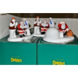 THREE BOXED COALPORT RAYMOND BRIGGS' FATHER CHRISTMAS FIGURES, comprising two 'Line Dancing' limited
