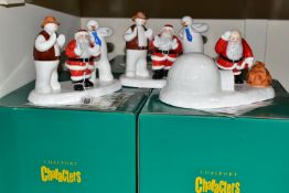 THREE BOXED COALPORT RAYMOND BRIGGS' FATHER CHRISTMAS FIGURES, comprising two 'Line Dancing' limited