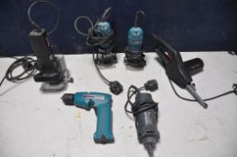 A COLLECTION OF POWERTOOLS to include two Makita 3708F trimmer router, Black and Decker BD290
