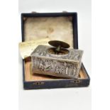 A 19TH CENTURY MUSICAL BIRD BOX, of a rectangular form, the box decorated with figural scenes such