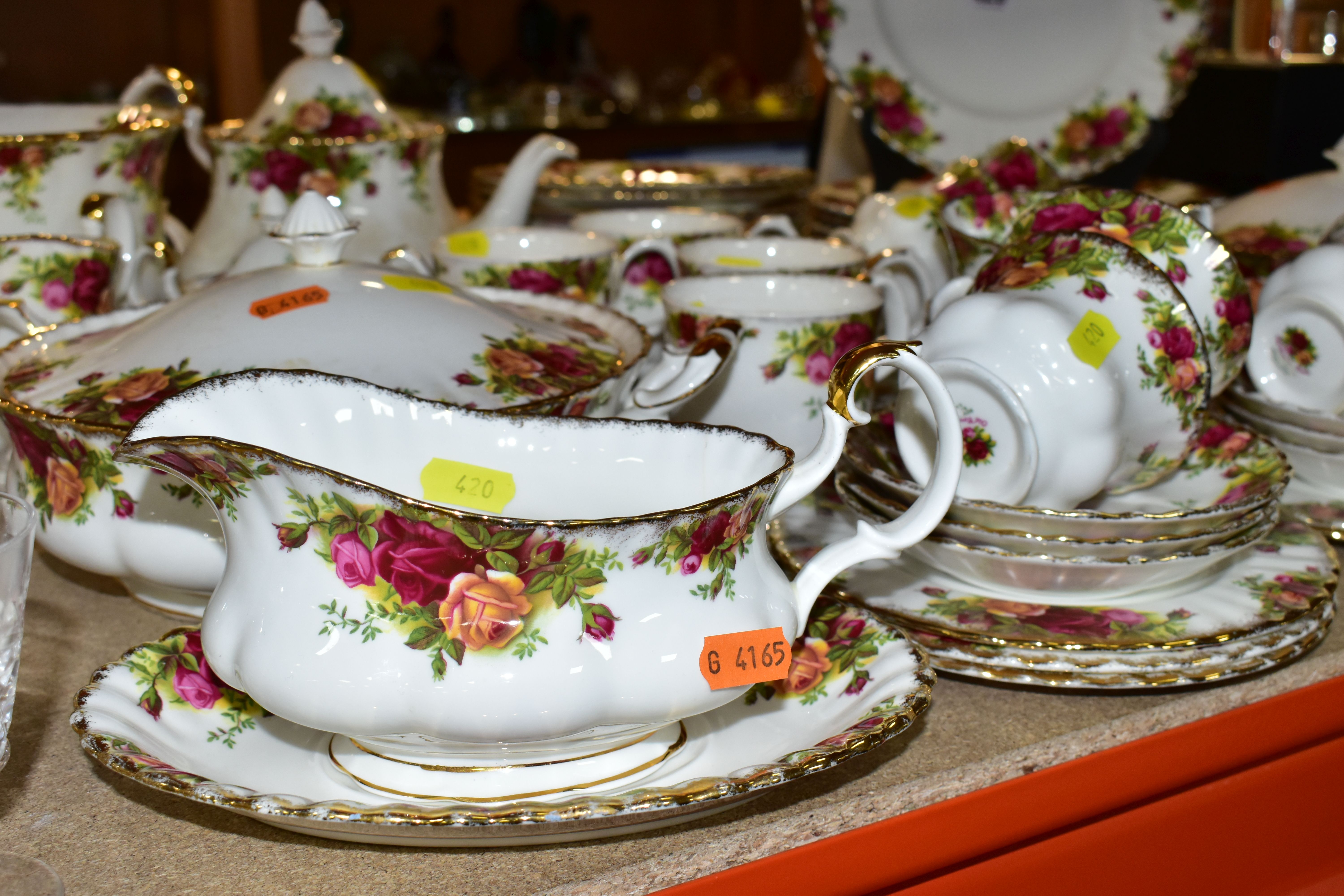 A ROYAL ALBERT 'OLD COUNTRY ROSES' PATTERN DINNER SET, comprising two circular twin handled - Image 3 of 5