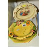 A CARLTON WARE STRAWBERRY DISH AND STAND, together with a Royal Doulton 'Bunnykins' oval dish,