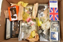 A LARGE BOX OF MAINLY UK COINAGE, to include over 400 grams of mixed silver coinage, a 1573