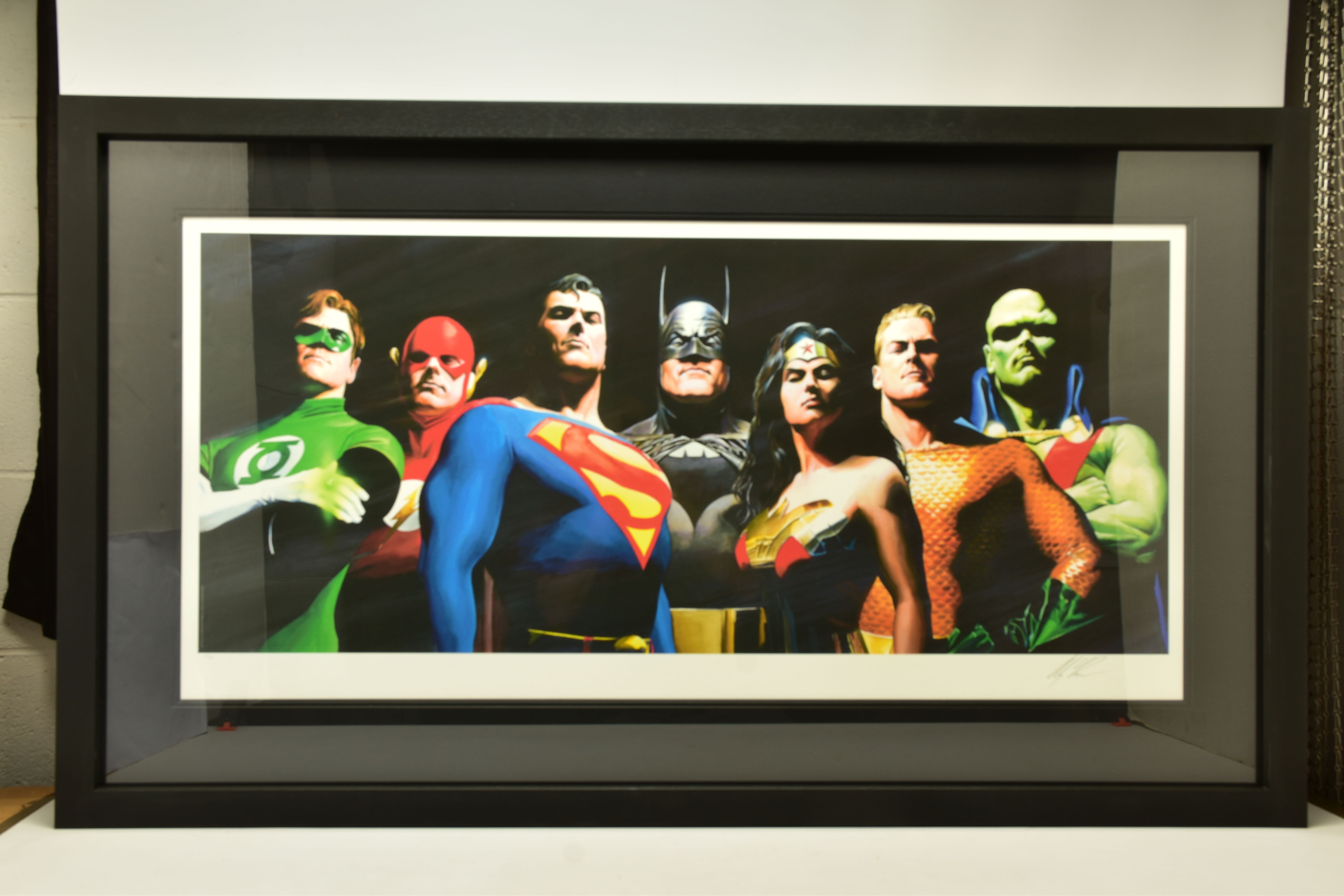 ALEX ROSS (AMERICAN CONTEMPORARY) 'ORIGINAL SEVEN' portraits of Green Lantern, Flash, Superman,