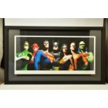 ALEX ROSS (AMERICAN CONTEMPORARY) 'ORIGINAL SEVEN' portraits of Green Lantern, Flash, Superman,