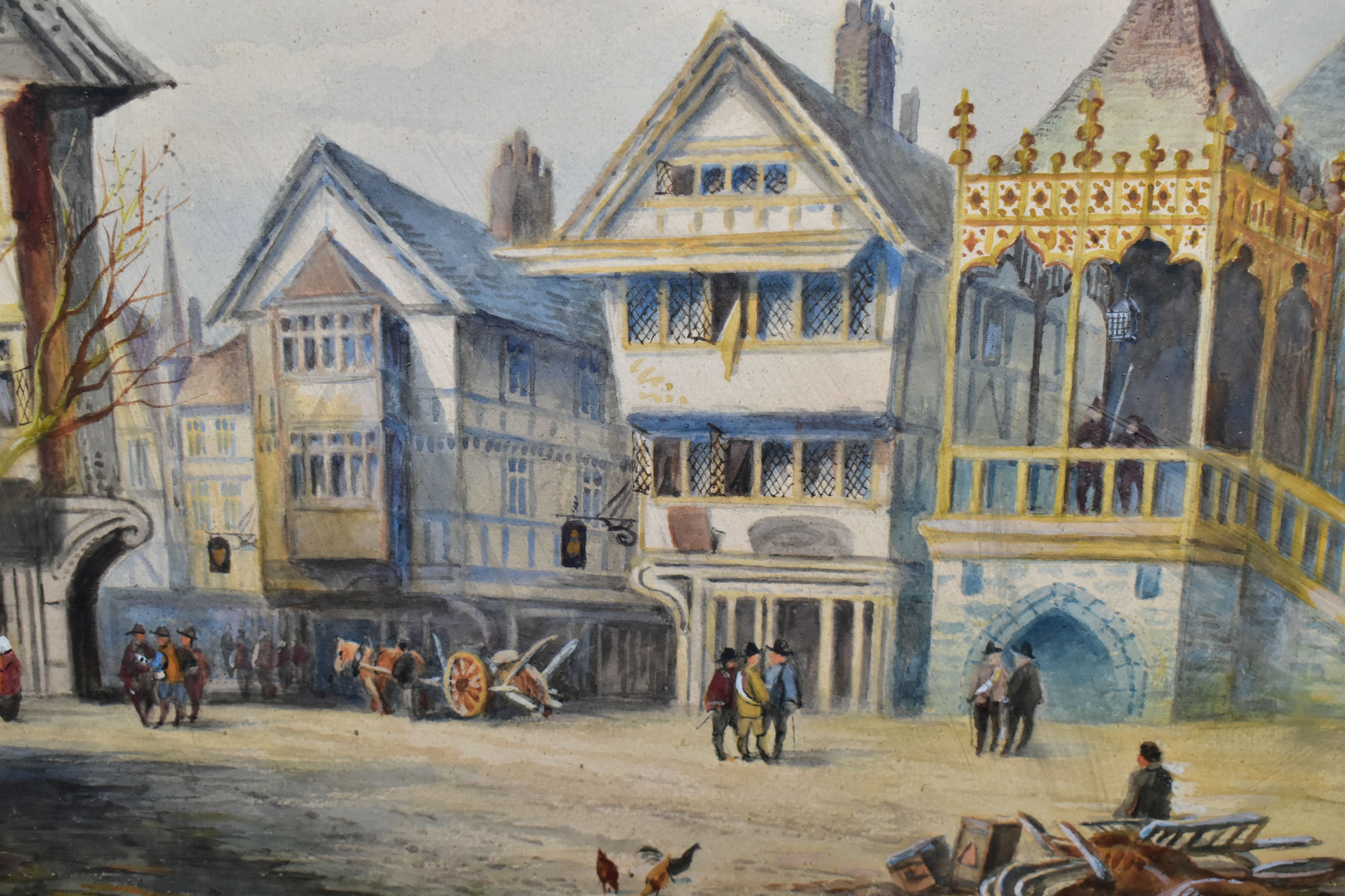 CECIL JACK KEATS (19TH / 20TH CENTURY) 'LONDON 1673', a nostalgic view of old London with figures in - Image 3 of 4