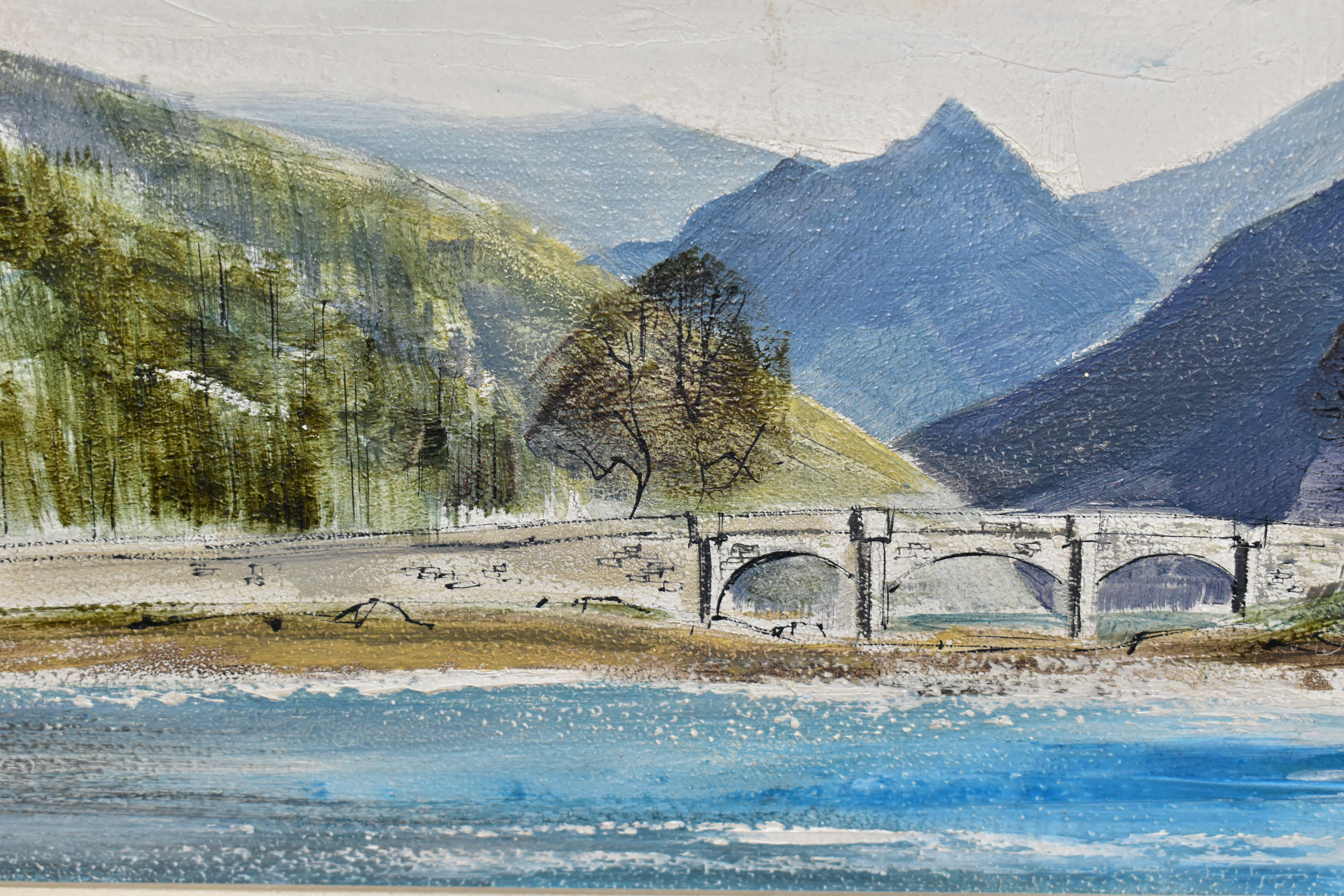 MICHAEL BARNFATHER (BRITISH 1934) 'EILEAN DONAN CASTLE, SCOTLAND', a landscape featuring the - Image 3 of 4