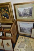 A COLLECTION OF PAINTINGS AND PRINTS ETC, to include an unsigned watercolour / gouache after Vincent