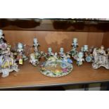 A GROUP OF LATE 19TH AND EARLY 20TH CENTURY CONTINENTAL PORCELAIN IN NEED OF RESTORATION, all pieces