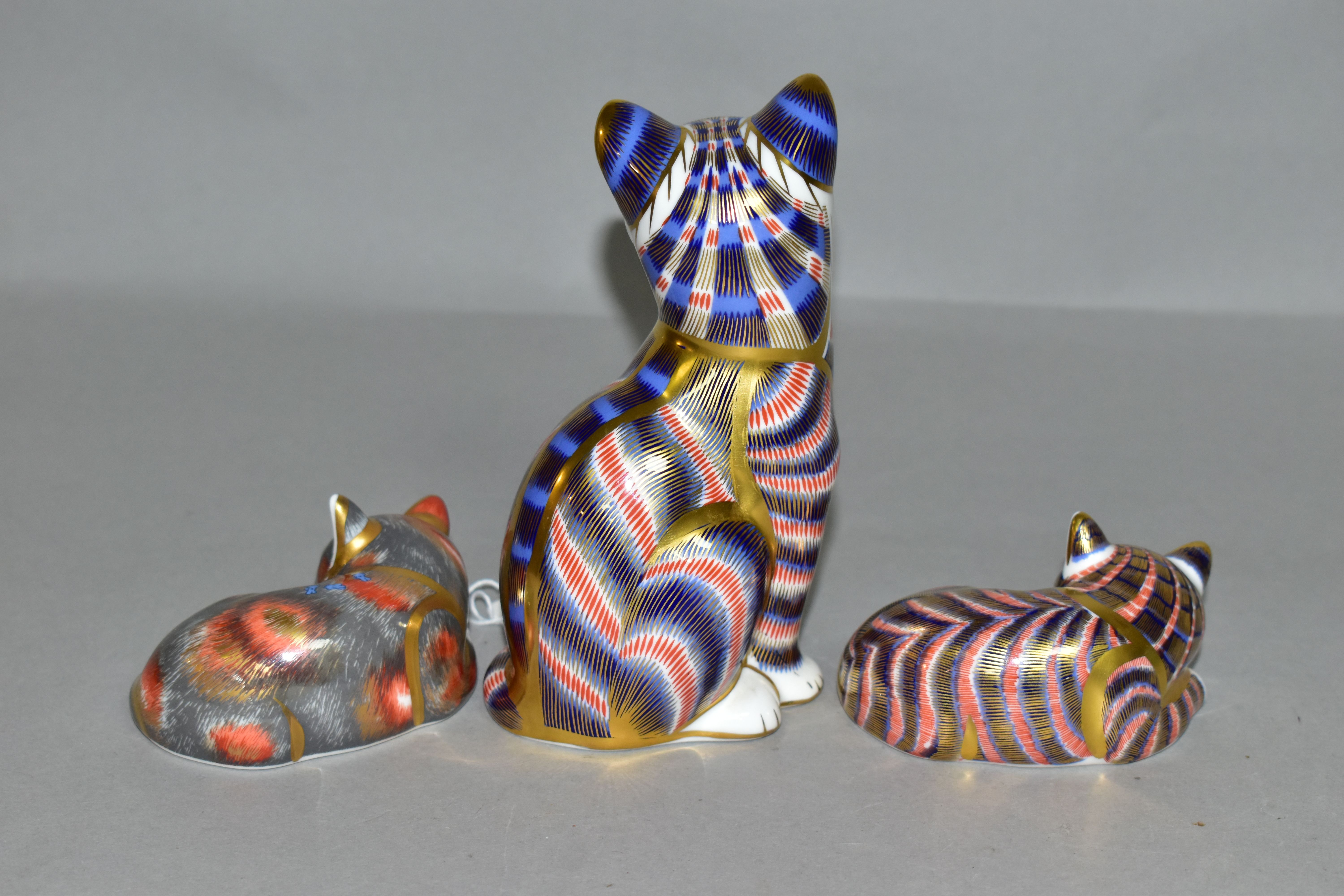 THREE ROYAL CROWN DERBY PAPERWEIGHTS, comprising Cat, a second with silver stopper, a Catnip Kitten, - Image 3 of 4