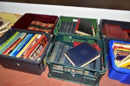 SEVEN BOXES OF BOOKS, to include a box of The Guinness Book of Records 1958, 1968, 1970-1975,