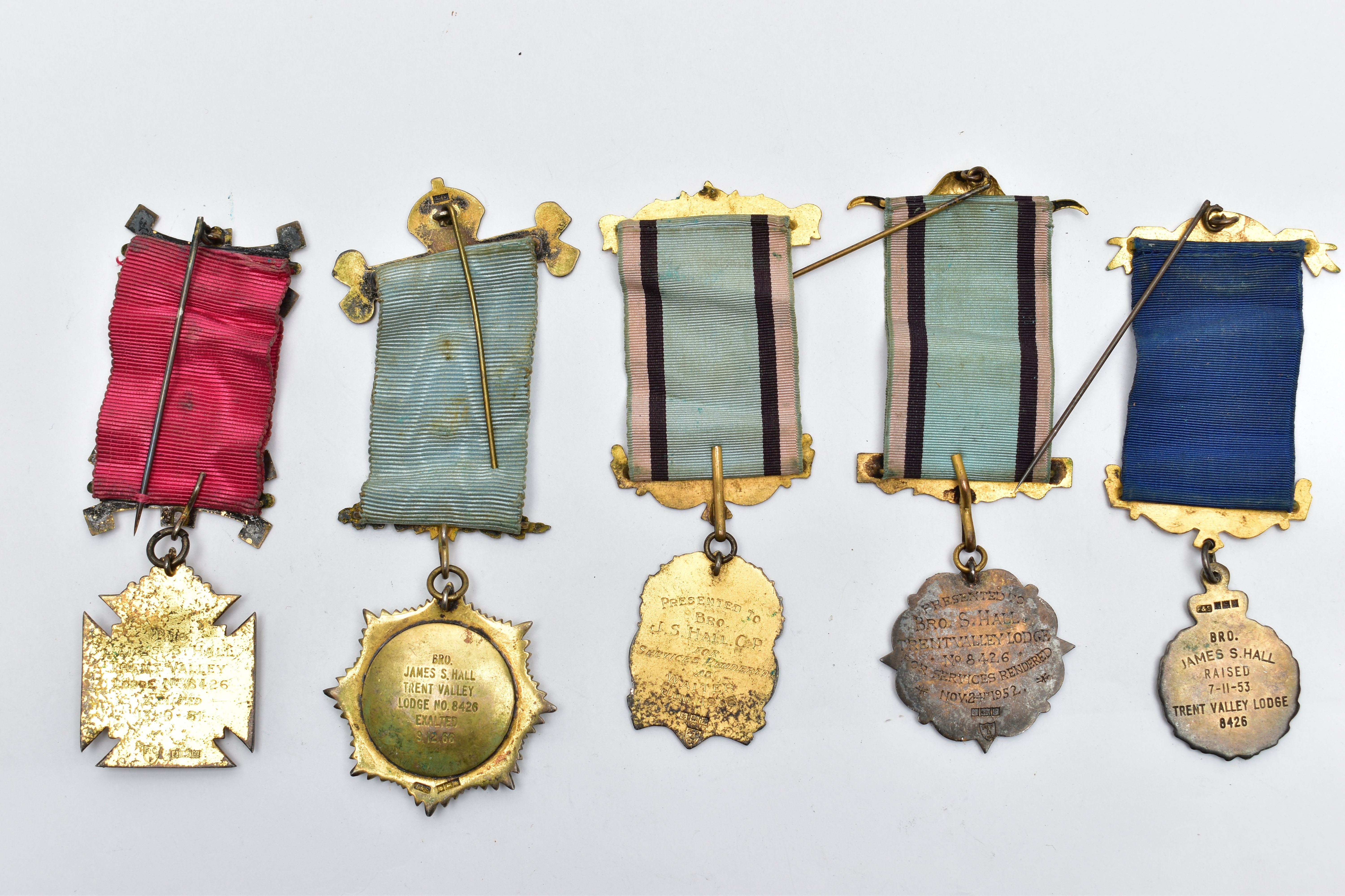 FIVE ASSORTED SILVER MASONIC MEDALS, to include three silver medals, hallmarked 'F C Parry & Co' - Image 4 of 6