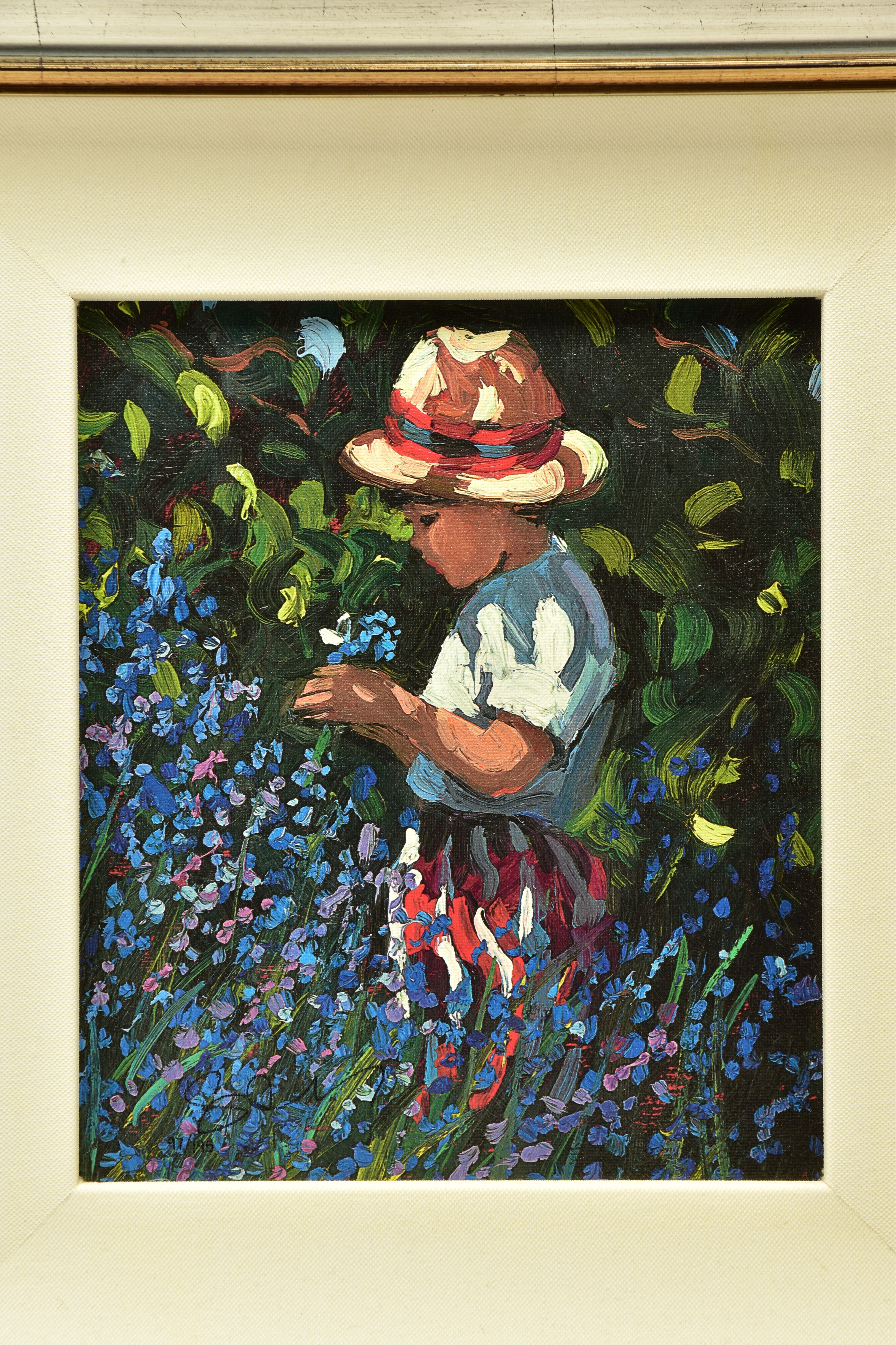 SHERREE VALENTINE DAINES (BRITISH 1959) 'PICKING BLUEBELLS', a limited edition print on board 97/195 - Image 2 of 7