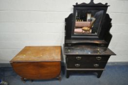 A 20TH CENTURY OAK DRESSING CHEST, with a single swing mirror and two drawers, over two short and