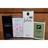 TWO BOXED AND SEALED BOTTLES OF PERFUME AND TWO BOXED AND OPENED BOTTLES OF AFTERSHAVE / PERFUME,
