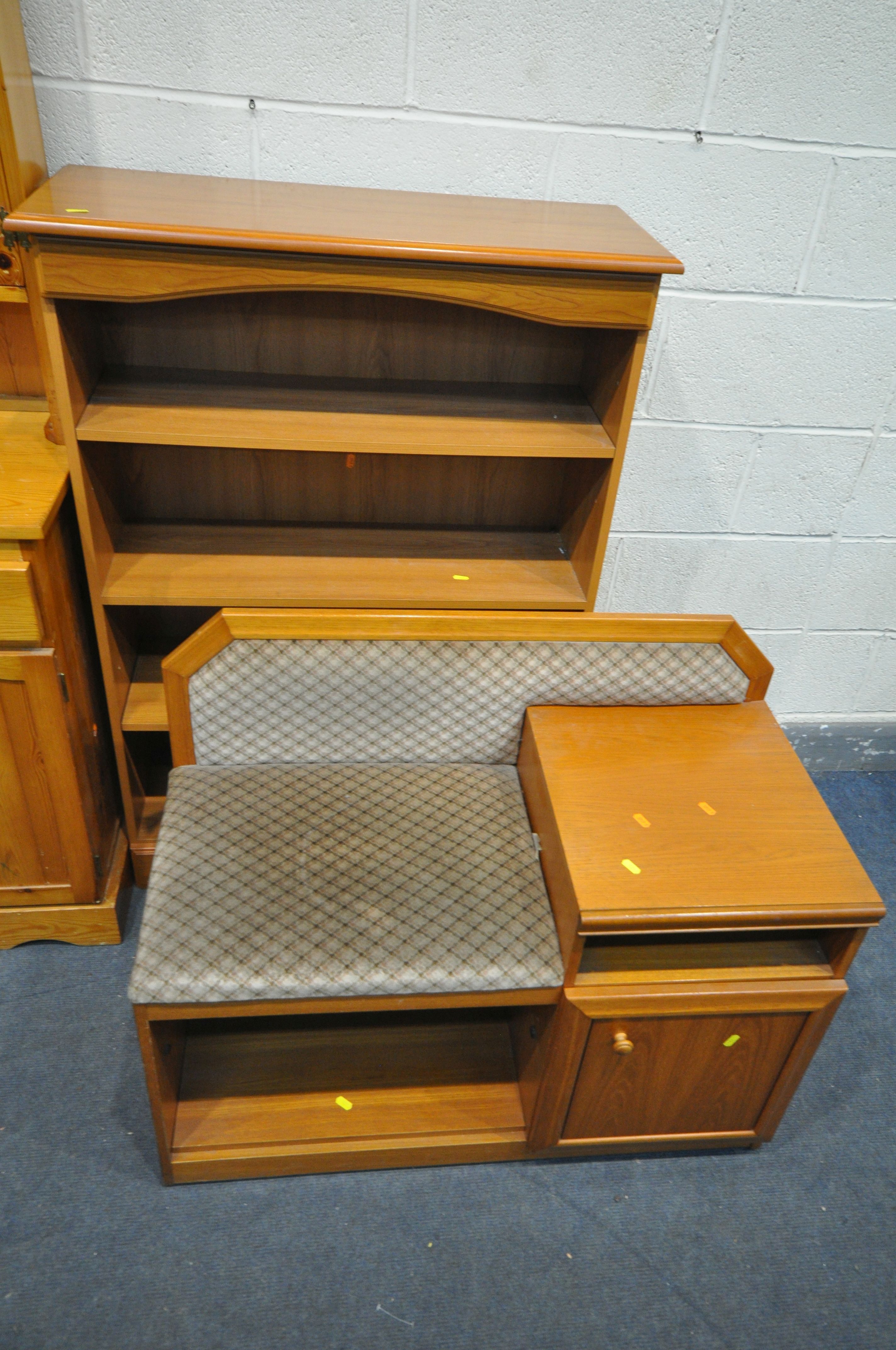 A PINE BOOKCASE, top with two glazed doors, base with two drawers over two doors, width 95cm x depth - Image 3 of 3