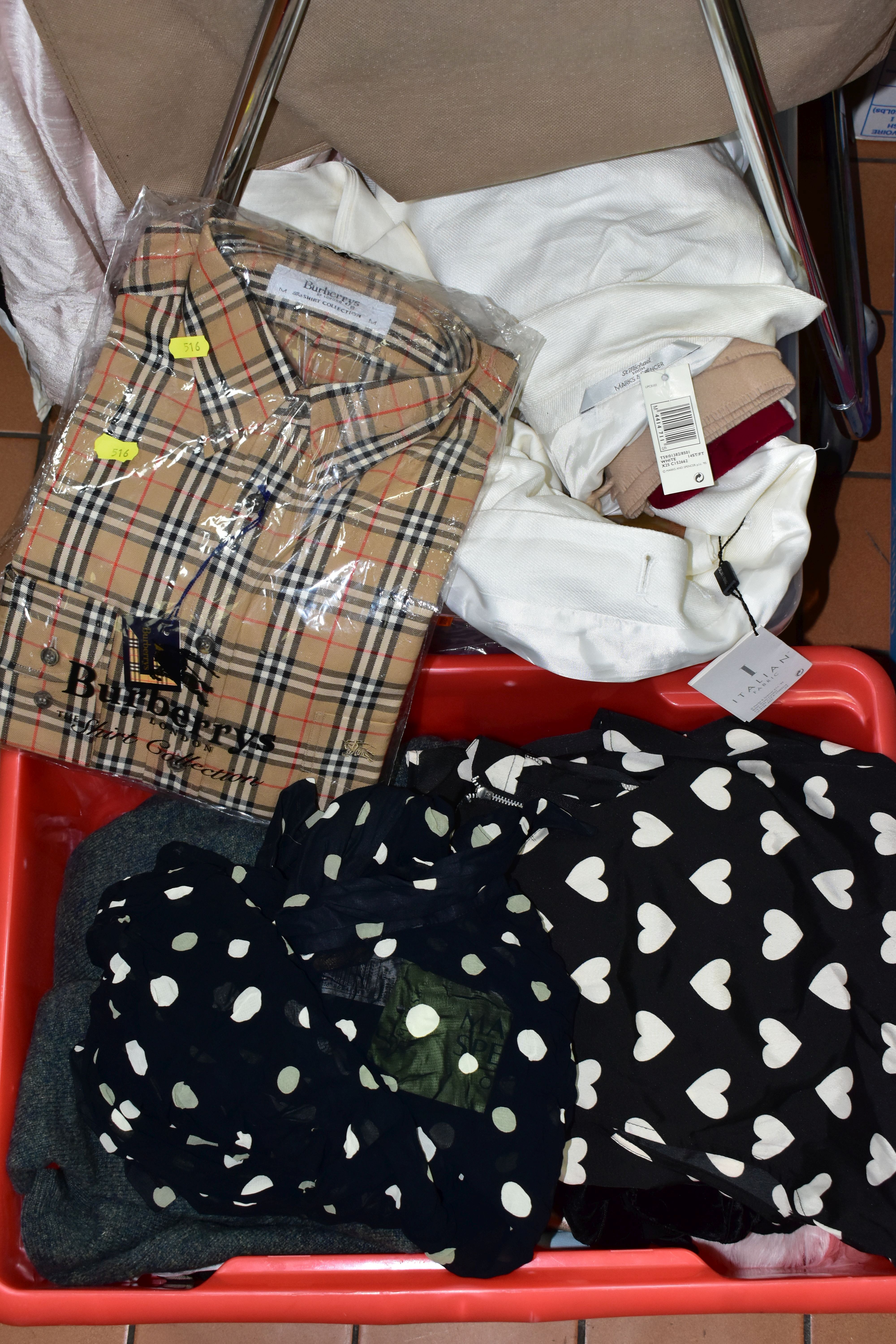 FOUR BOXES, A SUITCASE AND ONE RAIL OF VINTAGE CLOTHING, to include a gentleman's Daks check - Image 2 of 15