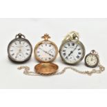 A COLLECTION OF FOUR POCKET WATCHES, to include an open face Simpsons (Brighton) Ltd key wound,