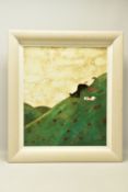 GARY BUNT (BRITISH 1957) 'MAN ON A HILL', a signed limited edition print depicting a man and his dog
