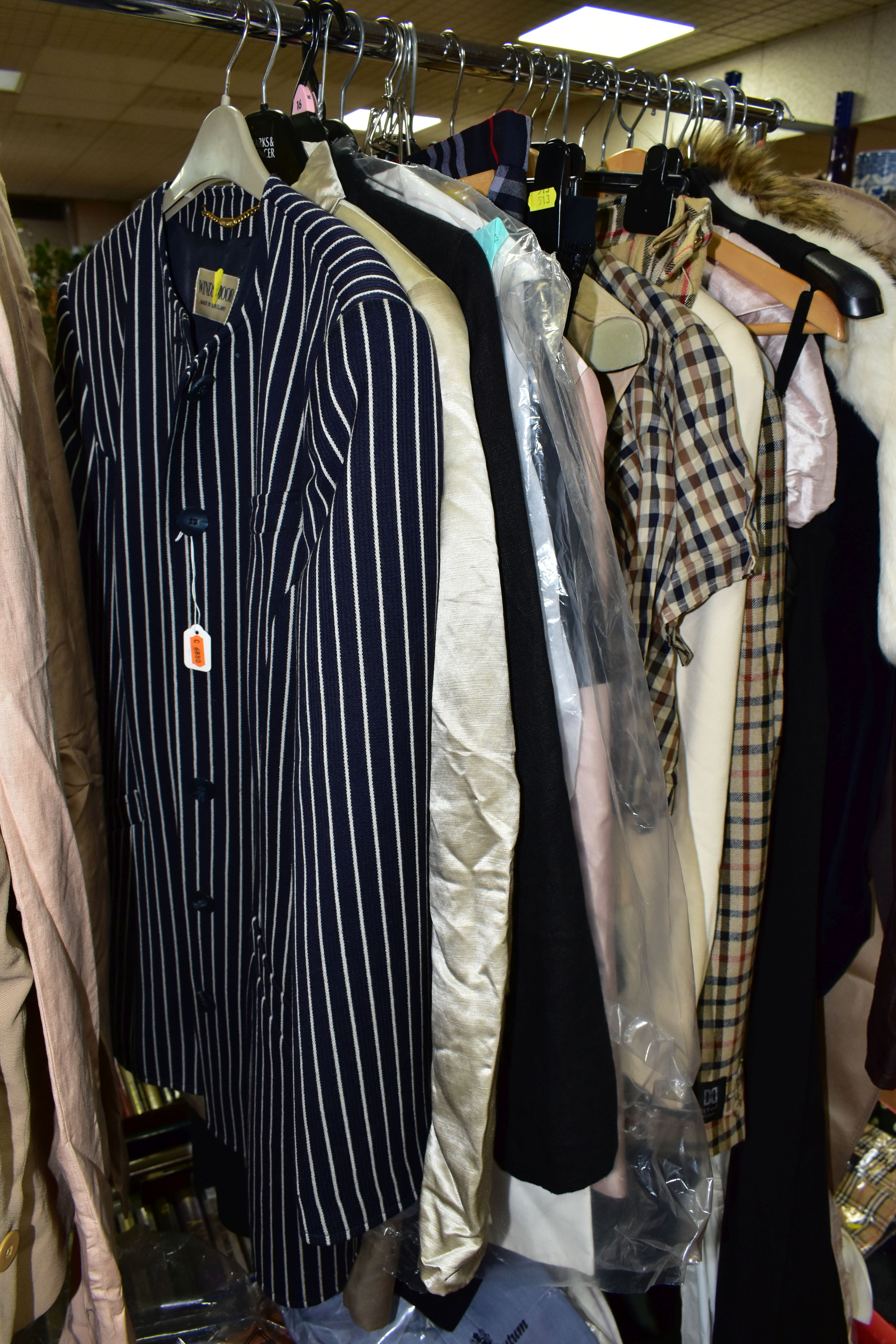 FOUR BOXES, A SUITCASE AND ONE RAIL OF VINTAGE CLOTHING, to include a gentleman's Daks check - Image 8 of 15