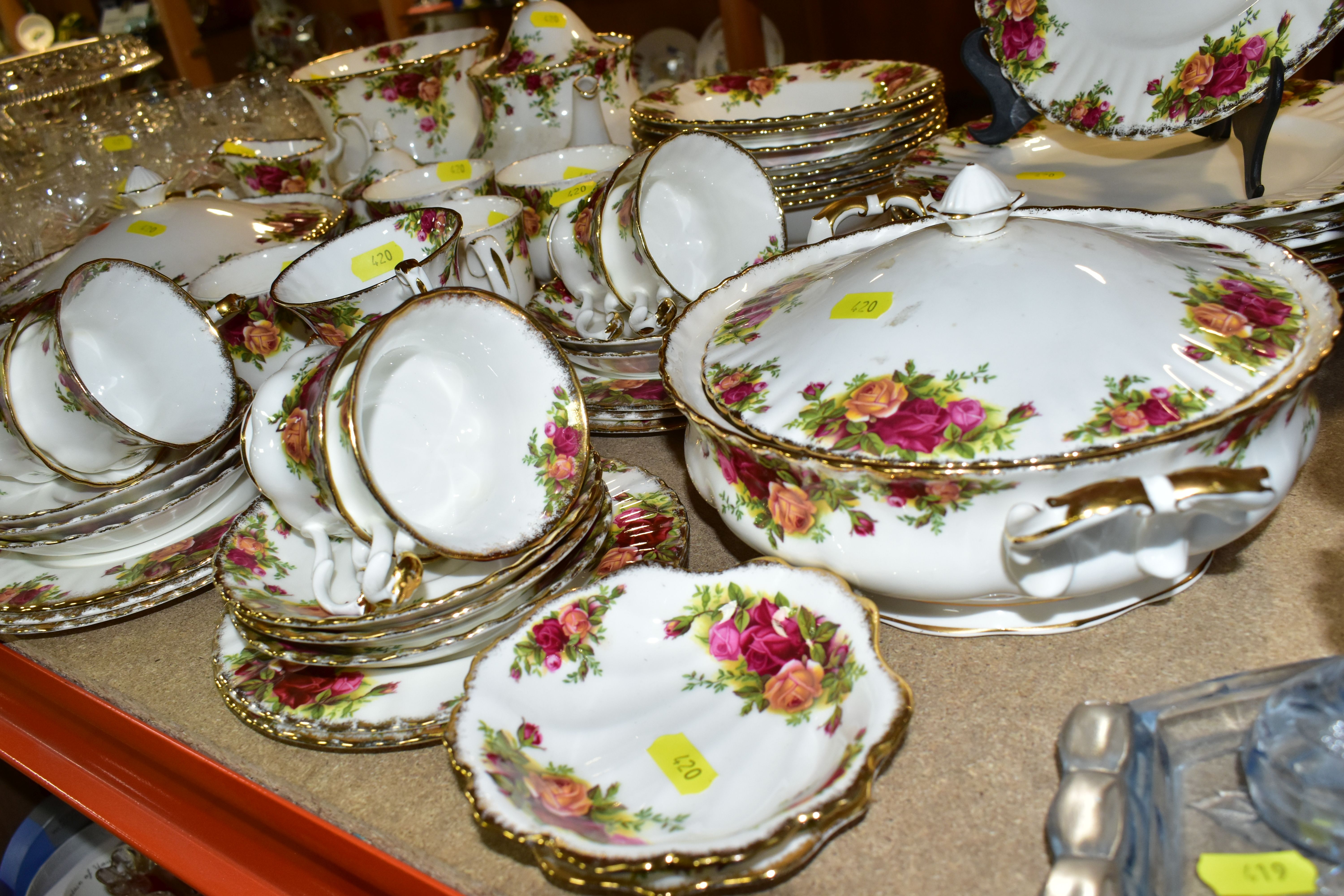 A ROYAL ALBERT 'OLD COUNTRY ROSES' PATTERN DINNER SET, comprising two circular twin handled - Image 2 of 5