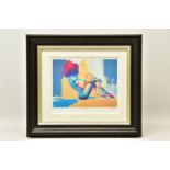 TOBY MULLIGAN (BRITISH 1969) 'IN REPOSE', a signed limited edition print depicting a colourful