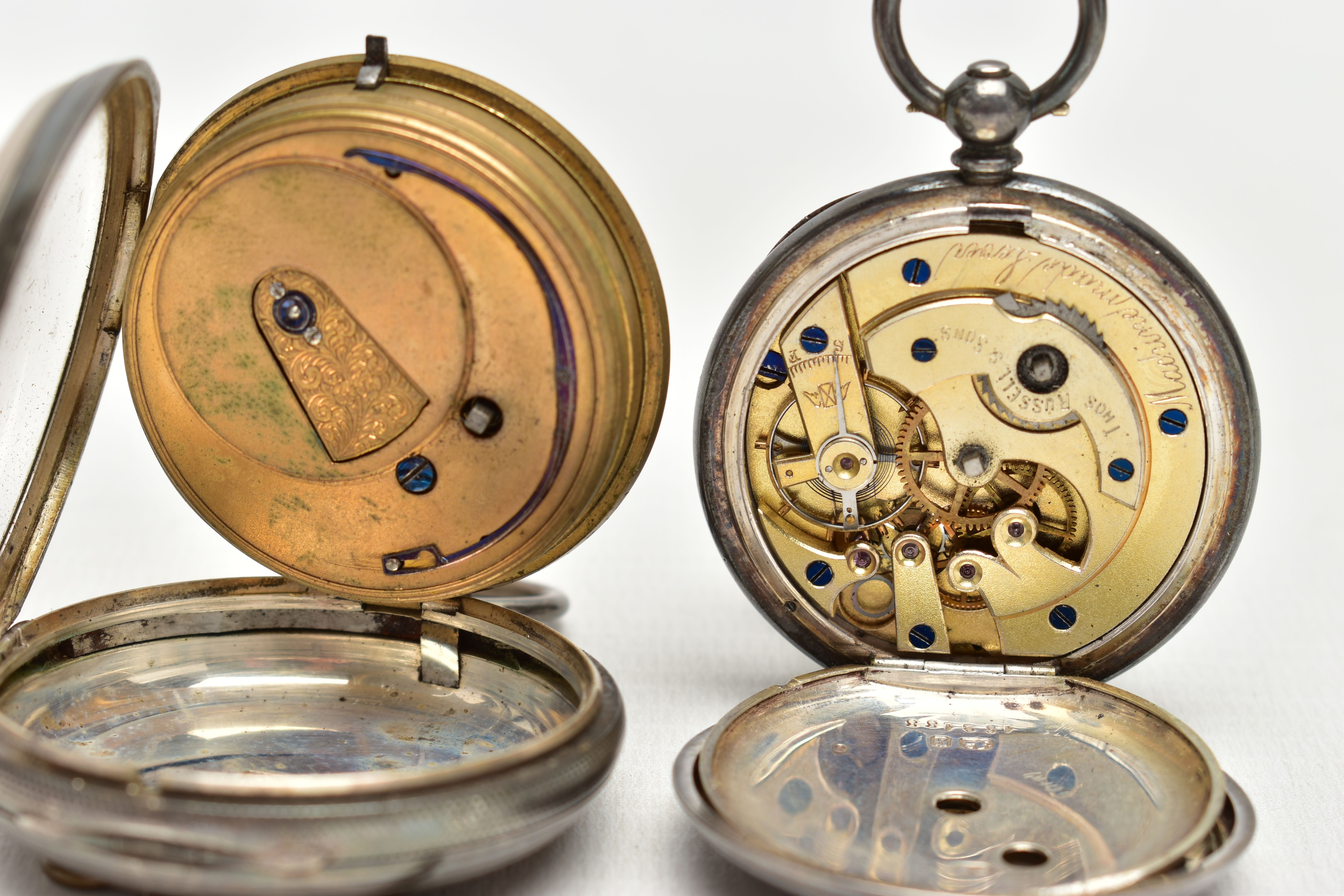 TWO OPEN FACE POCKET WATCHES AND WATCH KEY, the first a silver open face pocket watch, key wound, - Image 5 of 6