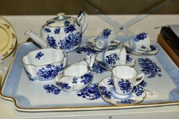 A VICTORIAN COPELAND FOUR PLACE TEA SET, comprising of teapot - hairline crack to the base, firing