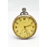 A MILITARY ISSUE 'CYMA' OPEN FACE POCKET WATCH, gold plated open face watch, manual wind, round