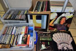 FOUR BOXES OF ASSORTED LP RECORDS AND CDS to include over fifty LPs and ten boxed LPs mostly