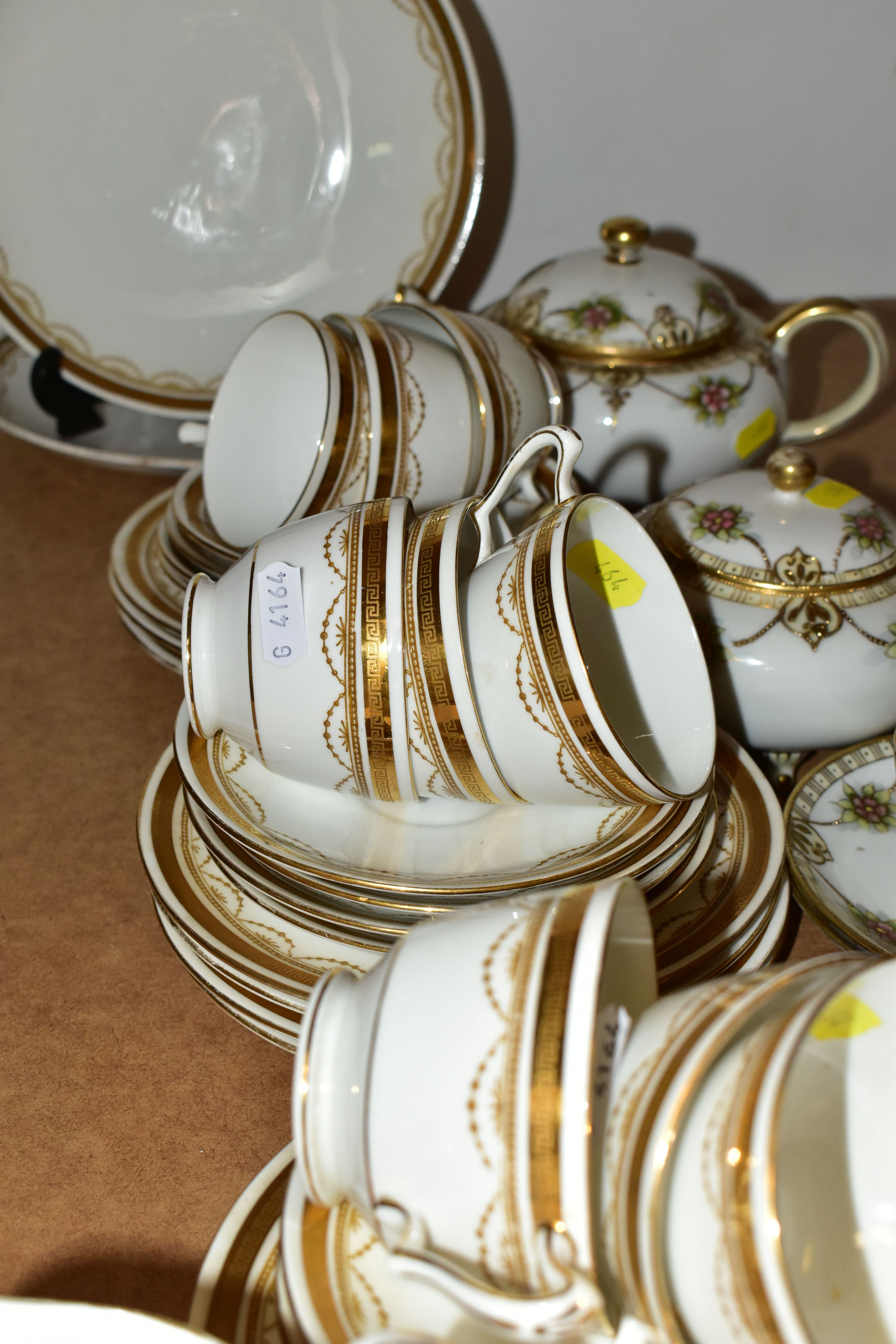 A GROUP OF NORITAKE AND CROWN STAFFORDSHIRE TEAWARES, comprising a hand painted Noritake teapot, - Image 6 of 8