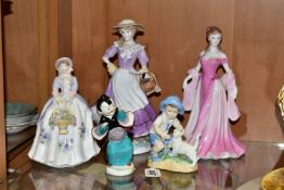 FIVE ROYAL WORCESTER CHILD AND LADY FIGURES, comprising 'September' no. 3457, modelled by Freda