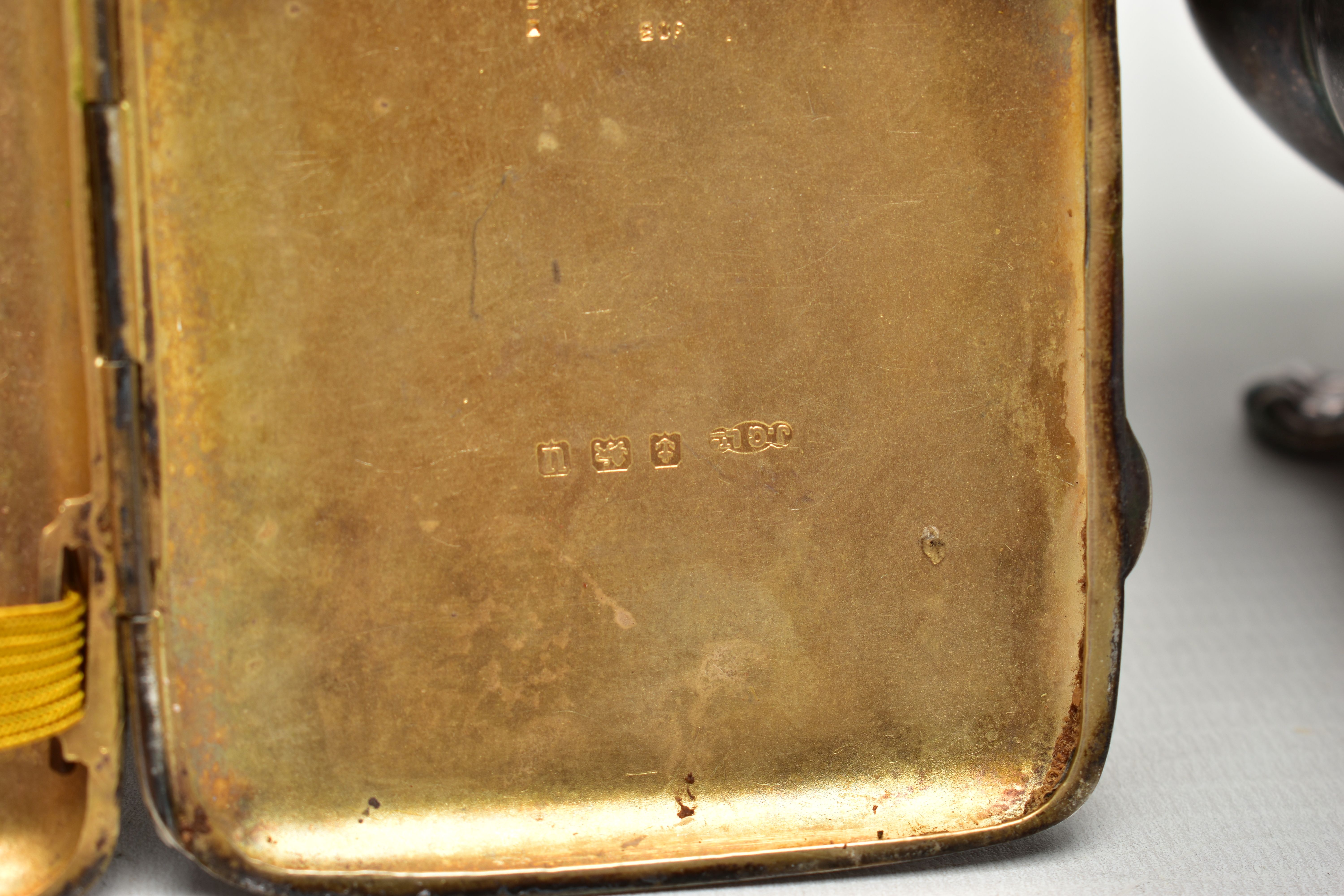 A SILVER CIGARETTE CASE AND A THREE PIECE TEA SERVICE SET, the cigarette case of a rounded - Image 5 of 7