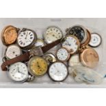 A BOX OF ASSORTED POCKET WATCHES, WRISTWATCHES AND WATCH PARTS, to include an AF silver open face