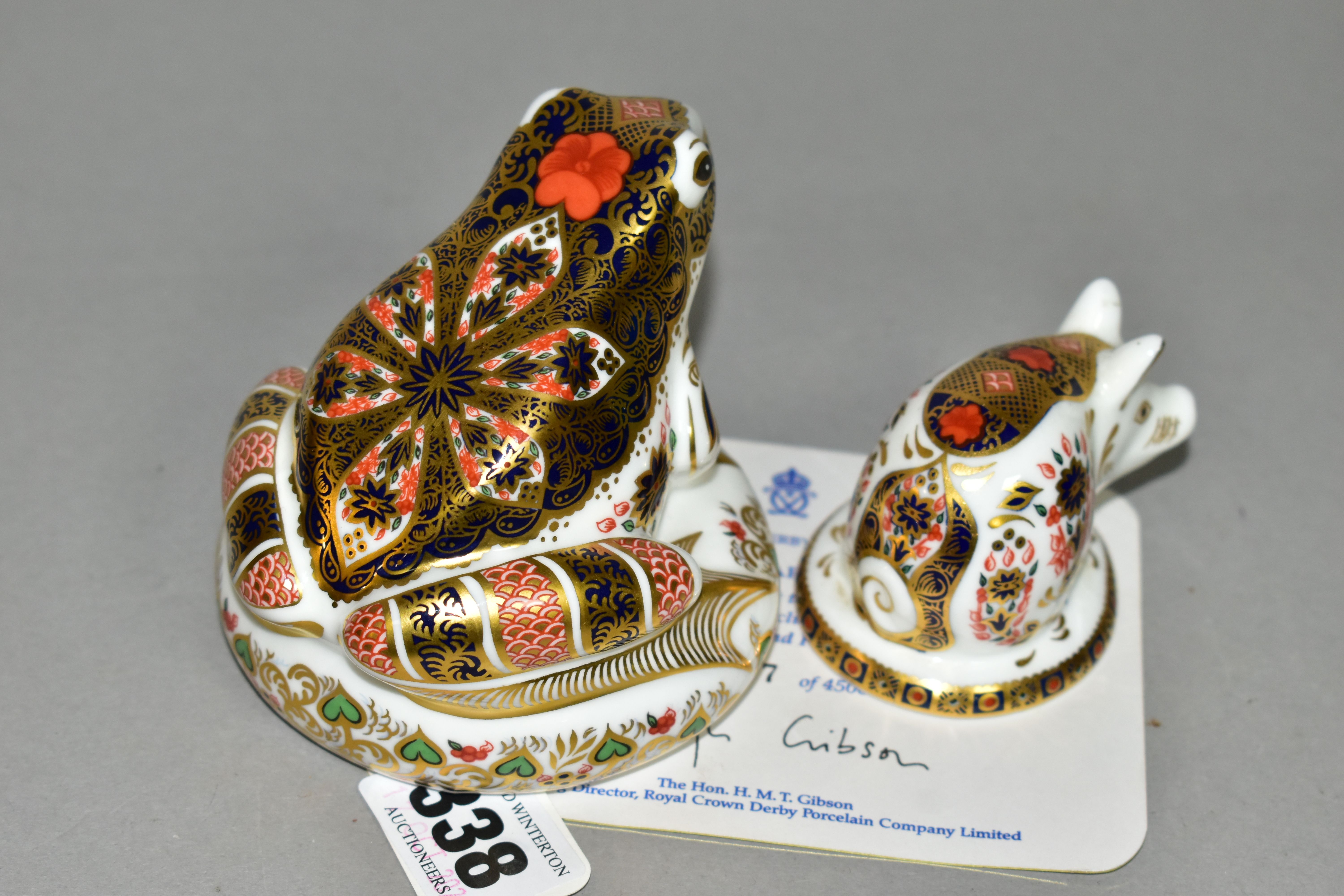 TWO ROYAL CROWN DERBY PAPERWEIGHTS, comprising a limited edition Old Imari Frog, no. 177/4500, - Image 2 of 4