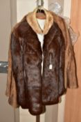 A CHESTNUT BROWN CONEY FUR JACKET, a lighter coloured fur by Jules Van-Hove Ltd, together with a