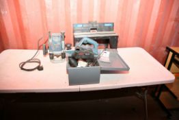 A BOSCH GHO-31-82 ELECTRIC PLANE, a Trend 1/2in Router and a NuTool Router table (3) (all untested)