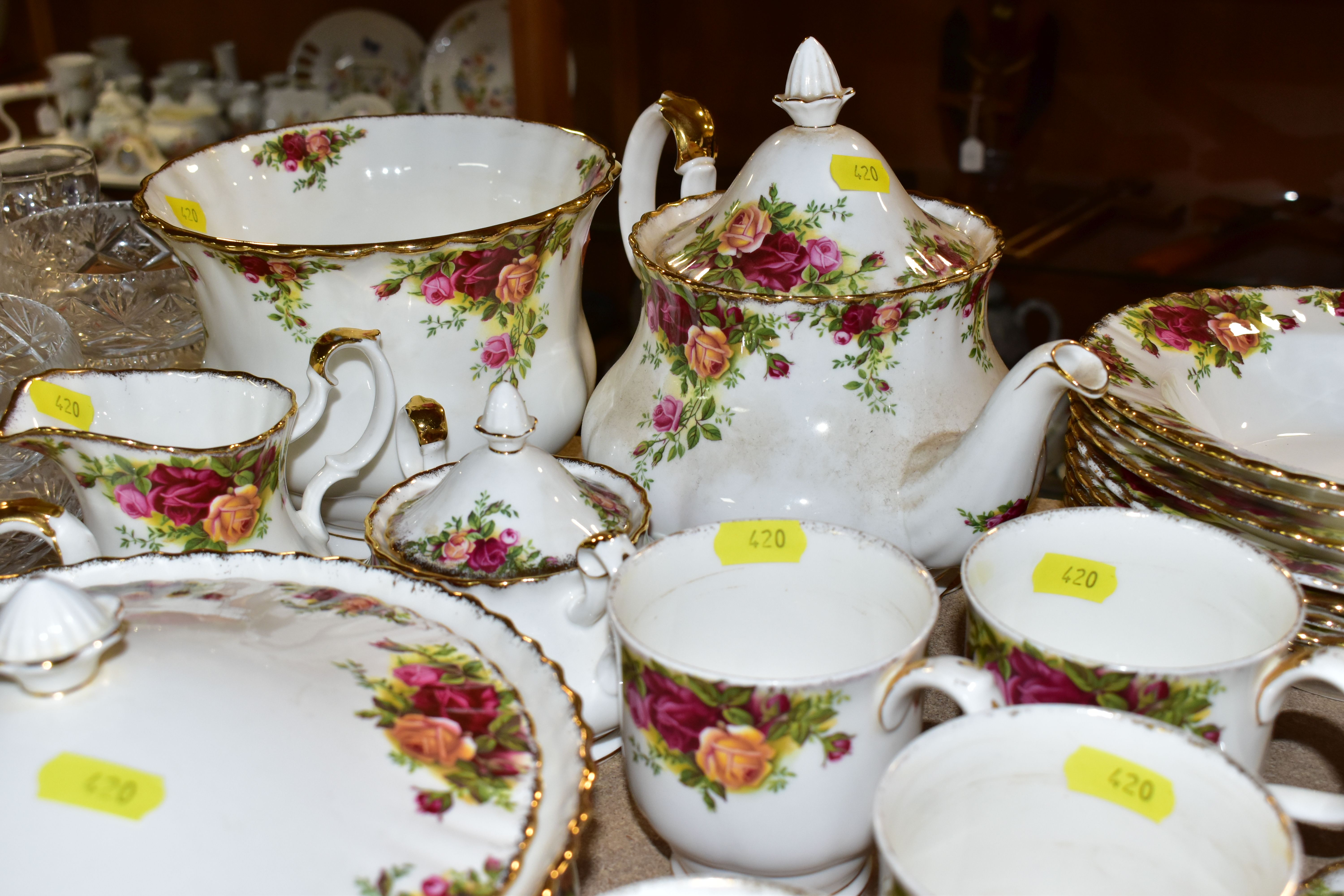 A ROYAL ALBERT 'OLD COUNTRY ROSES' PATTERN DINNER SET, comprising two circular twin handled - Image 4 of 5