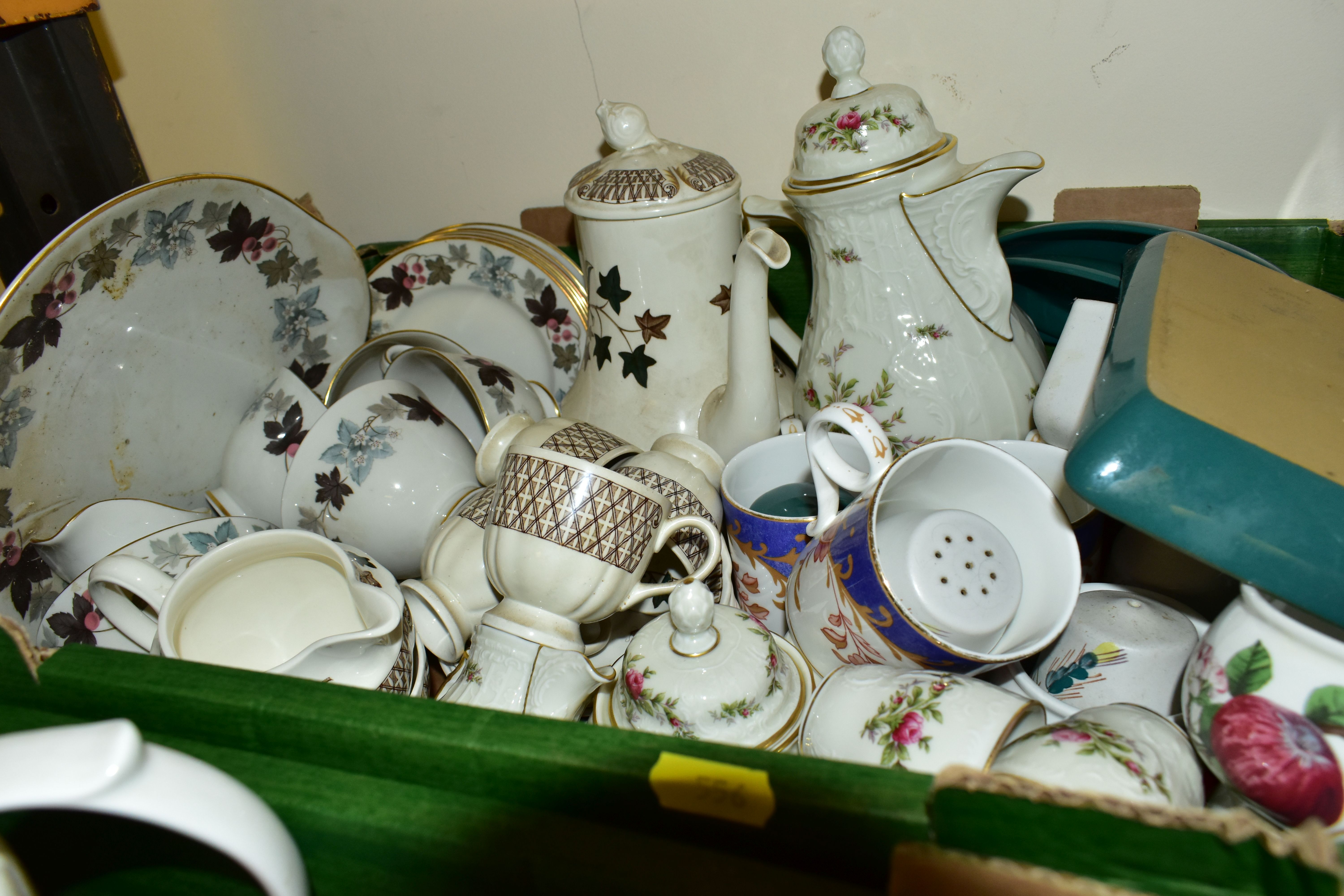 THREE BOXES OF CERAMICS, to include two Villeroy & Boch coffee cups and two saucers, a Coalport ' - Image 4 of 4